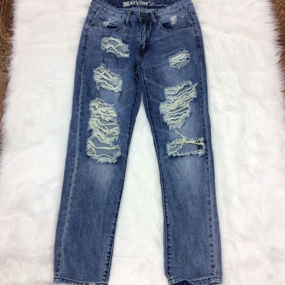 Machine Distressed Jeans Size 26 - Picture 2 of 8
